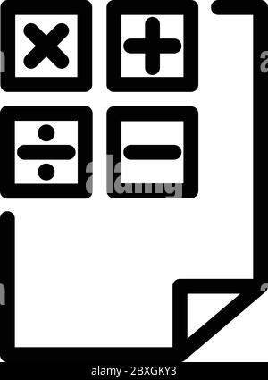 Calculation paper icon, outline style Stock Vector