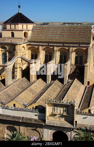 View of the roof of the Great Mosque Cathedral of Cordoba in strong afternoon sunlight on a hot day in May Andalusia Spain Stock Photo