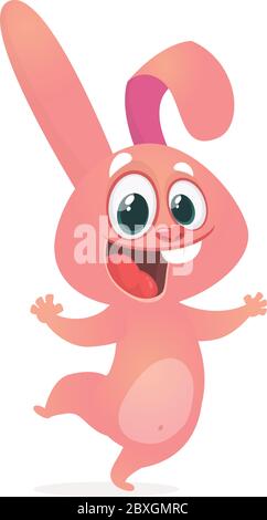 Pink easter rabbit cartoon. Easter Bunny vector illustration Stock Vector