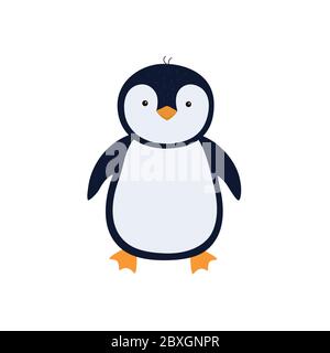Cute cartoon penguin vector illustration on white background Stock Vector