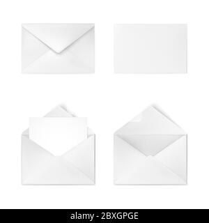 Realistic white envelope. Business mail. Corporate identity envelope mock up. Vector illustration Stock Vector
