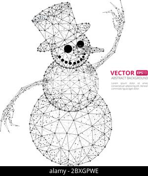 Abstract polygonal snowman with texture of starry sky or space universe. Vector illustration consisting of polygons, points and lines isolated on whit Stock Vector