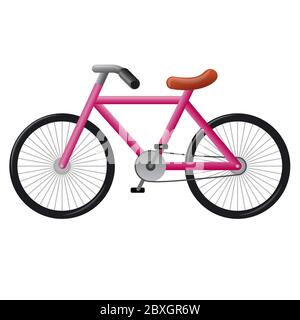 illustration of the pink bicycle icon on the white background Stock Vector