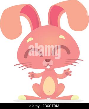 Cute cartoon pink rabbit. Farm animals. Vector illustration of a bunny. Easter character Stock Vector
