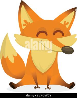 An illustration depicting a cute red fox cartoon. Eps 8 Vector. Stock Vector