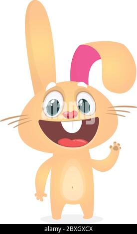 Cartoon Rabbit Character. Vector illustration. Easter. Isolated on white Stock Vector