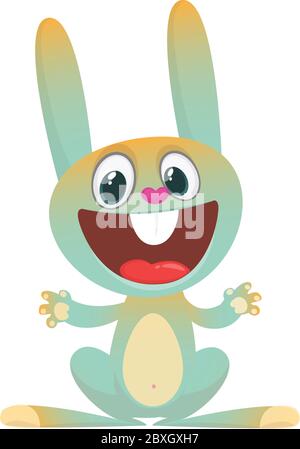 Happy bunny cartoon isolated on white background Stock Vector
