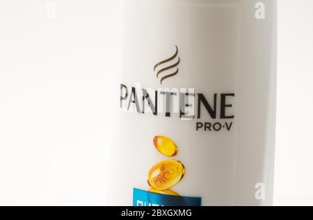 TBILISI, GEORGIA- April 18, 2020: Pantene pro-v famous shampoo bottle on white Stock Photo