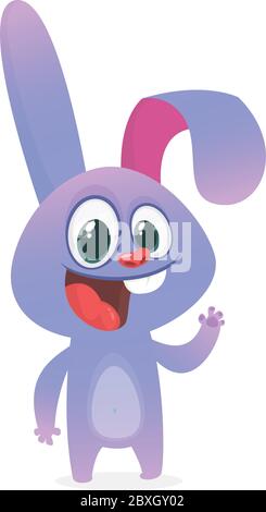 Cute cartoon rabbit. Farm animals. Vector illustration of a smiling bunny Stock Vector