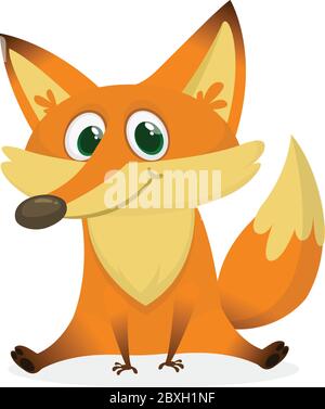 Cartoon happy and sad fox. Vector clip art illustration with simple gradients. Stock Vector