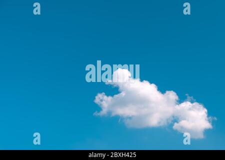 Single nature white cloud on blue sky background in daytime, photo of nature cloud for freedom and nature concept. Stock Photo
