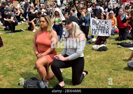 Black Lives Matter protest in Bristol, England, UK, Sunday 7 June 2020. Thousands of people joined the protests of  the death of George Floyd beginnin Stock Photo