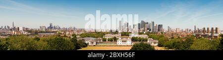 Panoramic picture of London as viewed from Greenwich Observatory Stock Photo