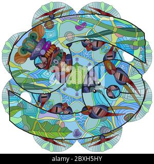 CANCER zodiac sign with mandala. Cute retro zentangle stylized in vector Stock Vector