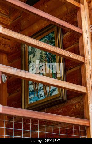 Typical Walser style houses in Pedemonte, Alagna Valsesia, Piedmont, Italy Stock Photo