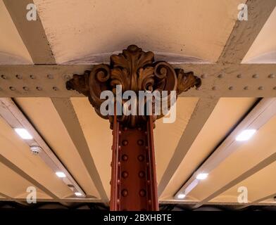 Detail of the iron baluster of M1 metro line Budapest.This is the first metro line in Budapest and the first underground railway line on the Europe as Stock Photo