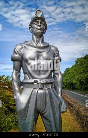 UK,West Yorkshire,Wakefield,Metal Miner Sculpture,National Coal Mining Museum,Caphouse Colliery on New Road,Overton Stock Photo