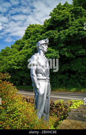 UK,West Yorkshire,Wakefield,Metal Miner Sculpture,National Coal Mining Museum,Caphouse Colliery on New Road,Overton Stock Photo