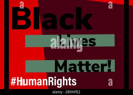 Black Lives Matter text on dark red and black geometric sign background Stock Photo