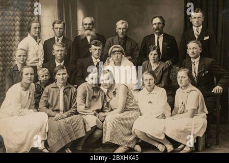 Germany - CIRCA 1920s: Group photo of wedding guests. Vintage historical archive photo Stock Photo
