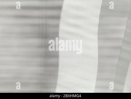 Play of light and shadows, delicated horizontal striped shadows on a white wall. Abstact full frame textured background with copy space. Stock Photo