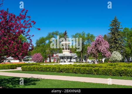 Spring blossoms at the Bethel Heritage Park in Winkler Manitoba, Canada. Stock Photo