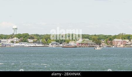 view of Greenport, NY from Shelter Island, NY Stock Photo