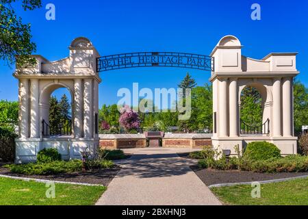 Spring blossoms at the Bethel Heritage Park in Winkler Manitoba, Canada. Stock Photo