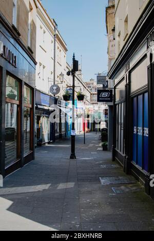 The streets and shops in Bath Somerset all empty and closed Stock Photo