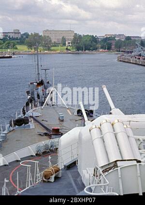 arriving at home port, training ship Deutschland, May 28,1982, Kiel, Schleswig-Holstein, Germany Stock Photo