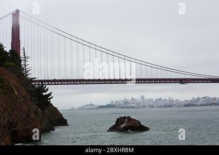Views of the Golden Gate Bridge from the Marin Headlands Stock Photo