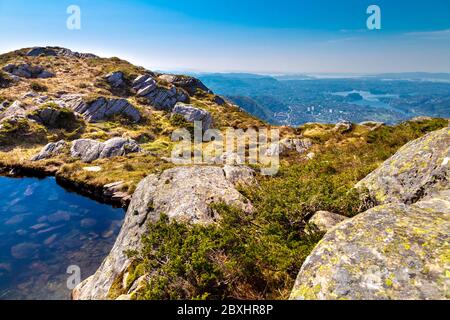 View from the top of Ulriken Mountain in Bergen, Norway Stock Photo