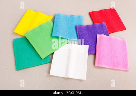 Squares cut from paper. Multicolored  background. Graphic resources Stock Photo