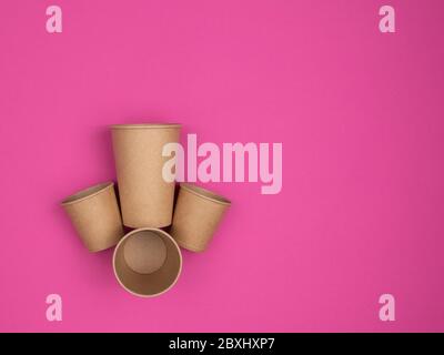 Tableware paper on a pink background. Stock Photo