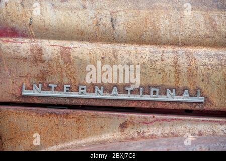 Detail of an old International truck, Troy, Oregon. Stock Photo