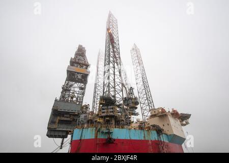 Oil rig close up in Esbjerg Denmark Stock Photo