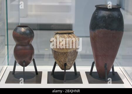 Ancient vases from the region of Naqada, near Thabes, Upper Egypt. Terracotta. Ages ranging 3800-3100 BC. Stock Photo