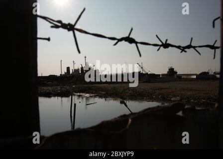 A shipyard close to Marunda village in North Jakarta coastal zone. Jakarta, Indonesia. Stock Photo