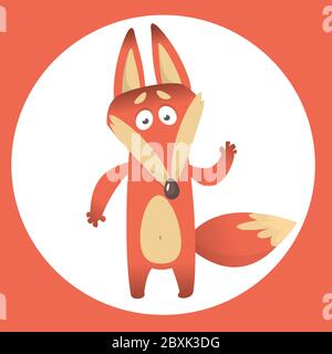 Cartoon red fox character, vector illustration, isolated on white background Stock Vector