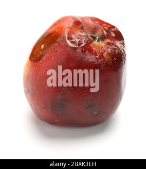 side view rotten apple on a white background Stock Photo - Alamy