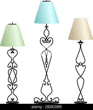 Wrought Iron Table Floor Lamp Vector Illustration Stock Vector