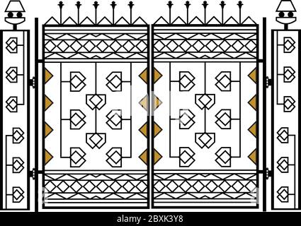 Wrought Iron Gate Pillar Vector Illustration Stock Vector