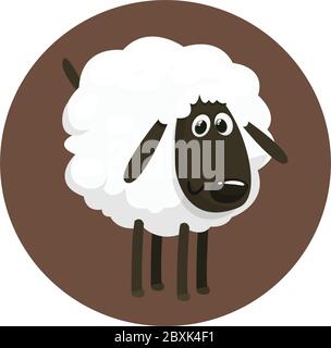 White Sheep Cartoon Mascot Character Standing. Vector Illustration Isolated on white Stock Vector