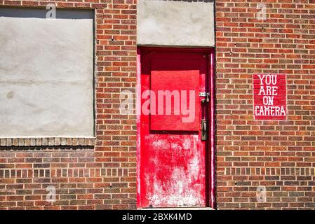 Abandoned building with a your on camera sign Stock Photo