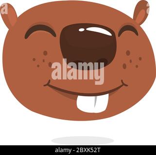 Cute cartoon beaver head icon smiling. Vector illustration. Stock Vector