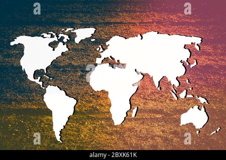 Roughly outlined world map with white background Stock Photo