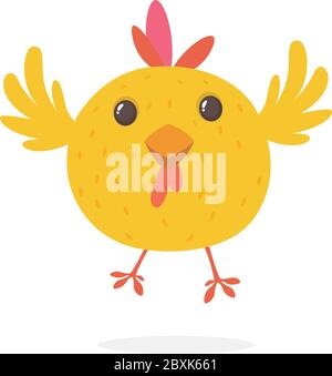 Funny cartoon chicken flying. Vector illustration Stock Vector