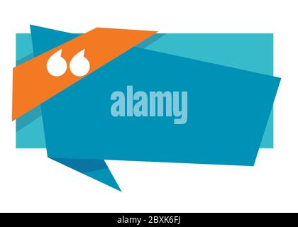 Quotation marks in empty banner, blank dialog box Stock Vector