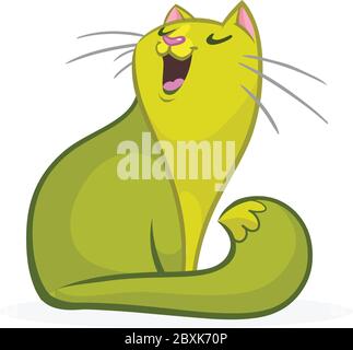 Cute funny cartoon kitty singing Stock Vector