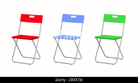 Vector Isolated Folding Chairs Illustration in Different Colors Stock Vector